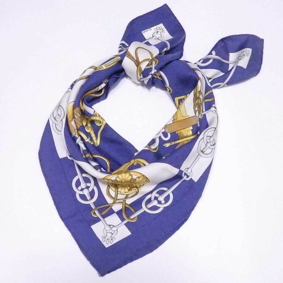 Auth HERMES Carre 90 Cliquetis Scarf Blue/Multicolor 100% Silk - Picture 6 of 12